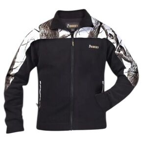 Rocky Full Zip Fleece Micro Fiber Jacket Black/ Snow Camouflage Mens Size XXL